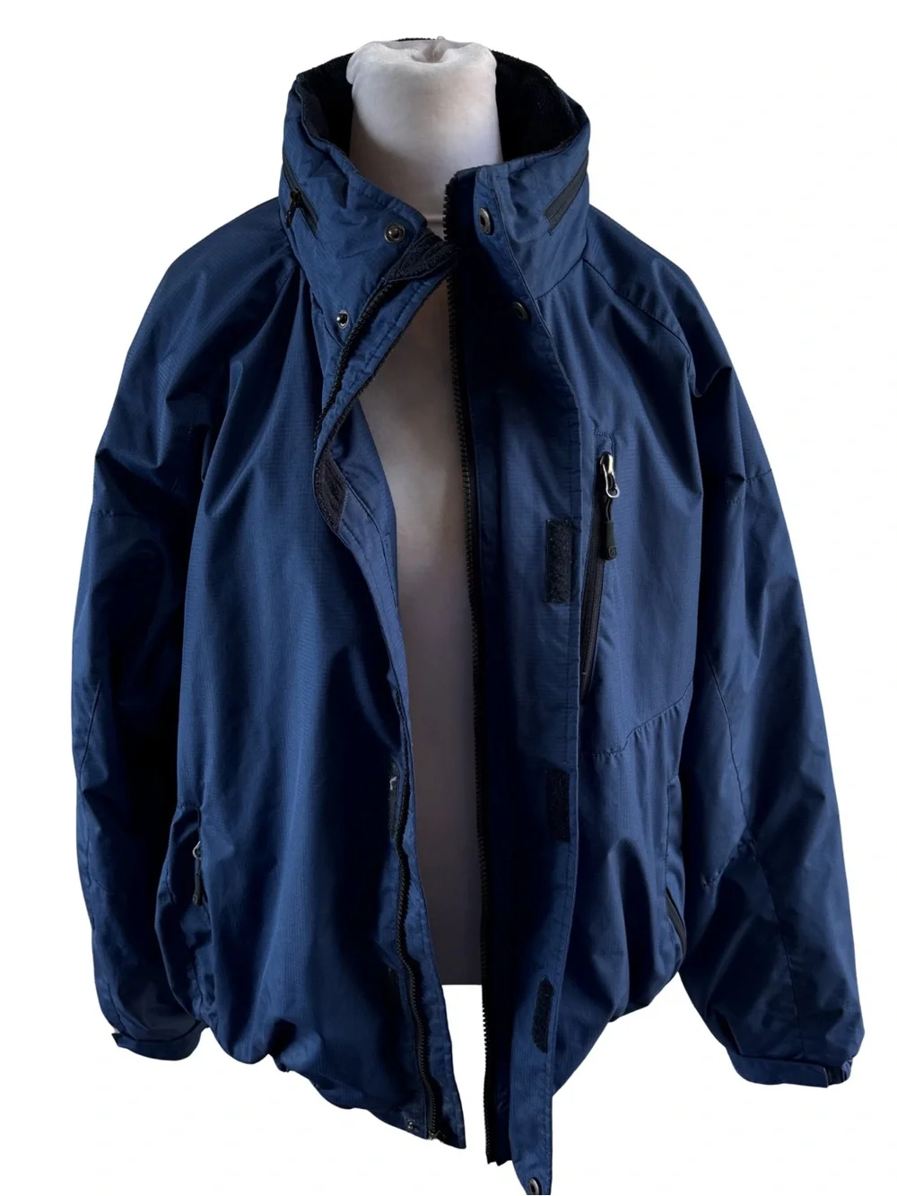 Free Country Blue Insulated Heavy Duty Winter coat Fleece Lined Hidden Hood M